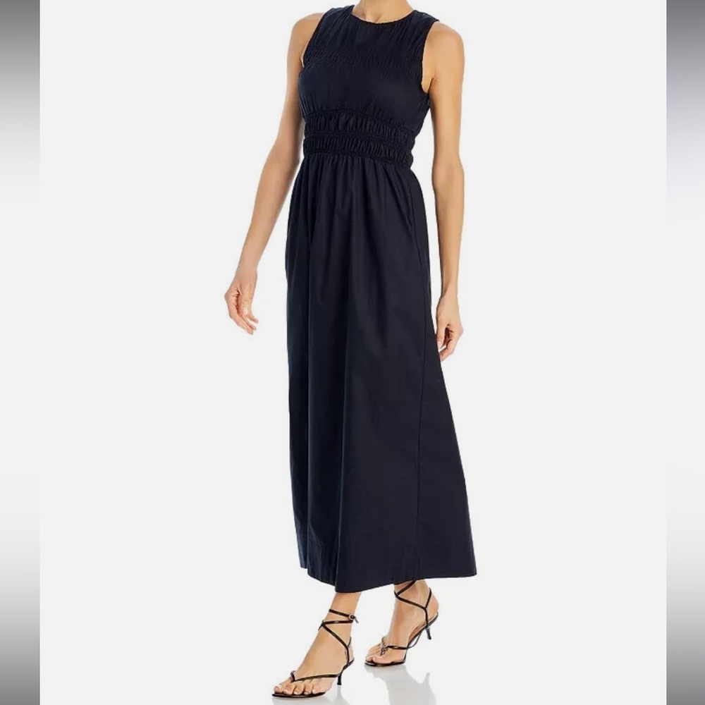 NWT Faithfull the Brand Women's Sz US 8 Black Solem Midi Dress Organic Cotton